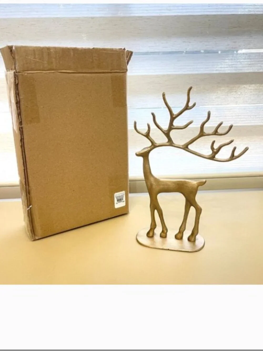 New Pottery Barn Reindeer Brass Gold Merry Small Christmas Holiday Decor